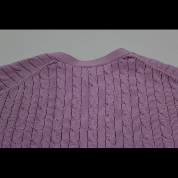 Pink cable knit lands end 100% baumwolle cardigan sweater - Picture 8 of 12